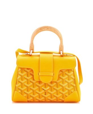 Бывшая в употреблении сумка Goyard Mini Saigon с верхней ручкой, обтянутая холщовой кожей оранжевого цвета