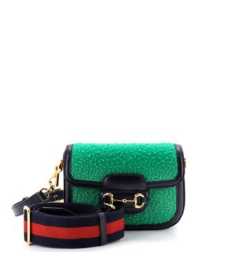 Бывшая в употреблении сумка Gucci Mini Horsebit 1955 года выпуска, шерстяно-зеленая