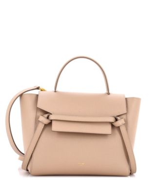 Бывшая в употреблении поясная сумка Celine Micro из текстурированной кожи коричневого/бежевого цвета