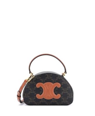 Бывший в употреблении футляр Celine Half Moon Triomphe из холста с покрытием коричневой кожей