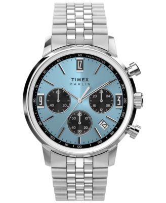 Мужские кварцевые часы Timex с хронографом серебристого цвета из нержавеющей стали 40 мм серебристого цвета