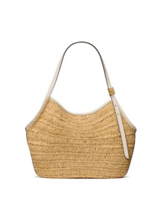 большая соломенная сумка-тоут kate spade new york Deco Tulip коричнево-бежевого цвета