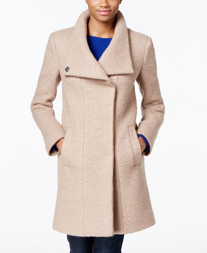 Kenneth Cole Stand Collar Wool-Blend Walker Coat & Reviews - Coats ...