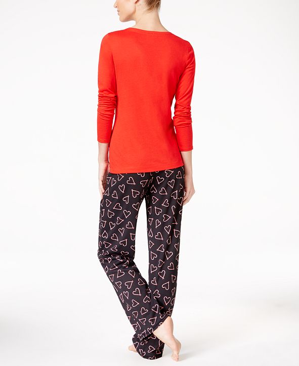 Jenni by Jennifer Moore Knit Top and Printed Pants Pajama Set, Created