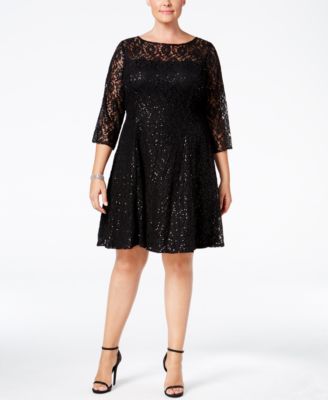 sl fashions sequined lace fit & flare dress