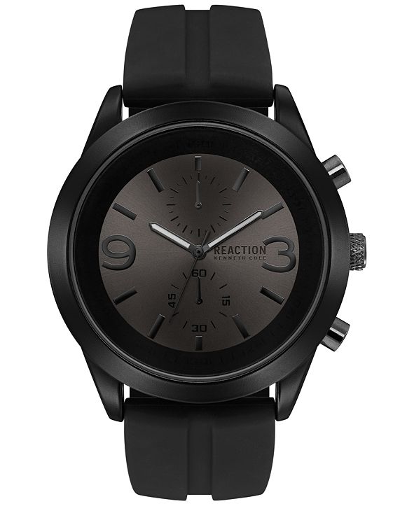 Kenneth Cole Reaction Men's Chronograph Black Silicone Strap Watch 47mm ...