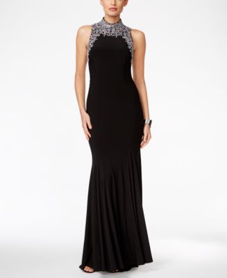 Betsy & Adam Embellished Mock-Neck Gown & Reviews - Dresses - Women ...