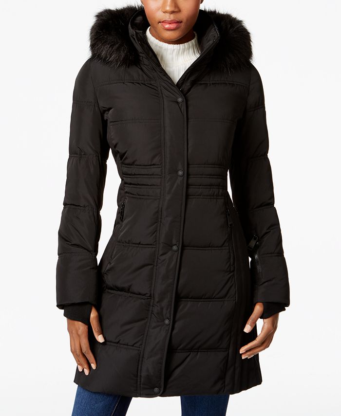 Calvin Klein WaterResistant FauxFurTrim Puffer Coat & Reviews