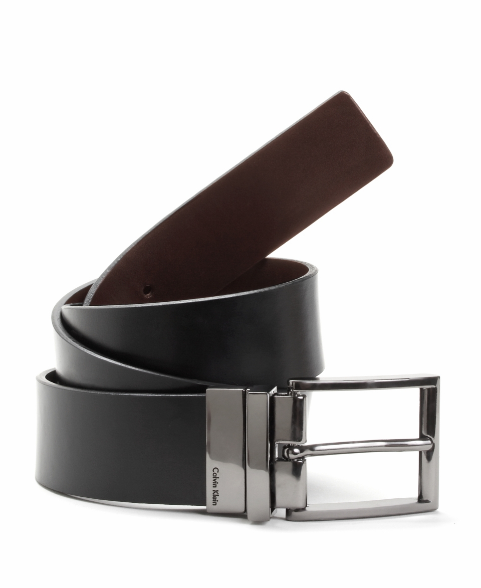 Calvin Klein Gunmetal Reversible Buckle Belt