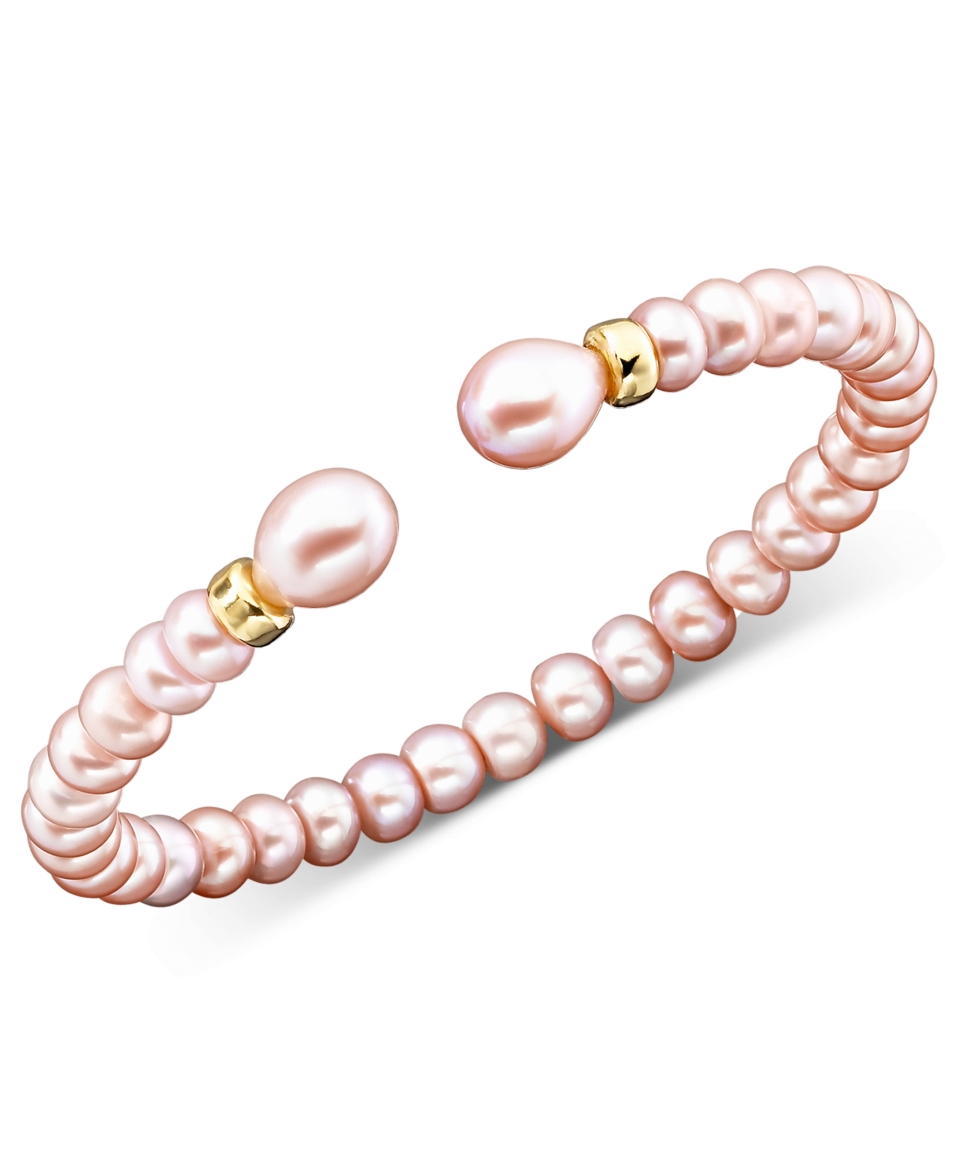 14k Gold Pink Cultured Freshwater Pearl Bracelet   Bracelets   Jewelry & Watches