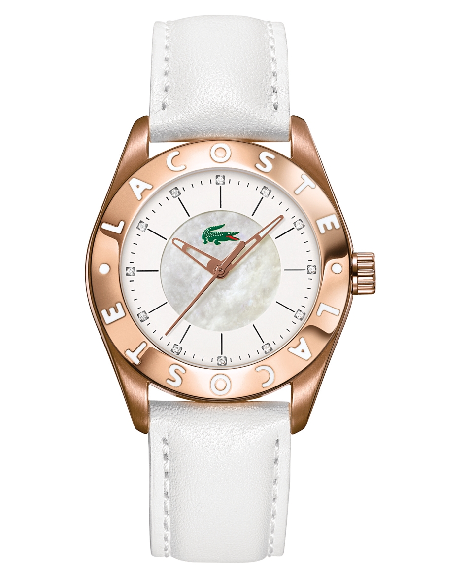 Lacoste Watch, Womens Biarritz White Leather Strap 2000534   All