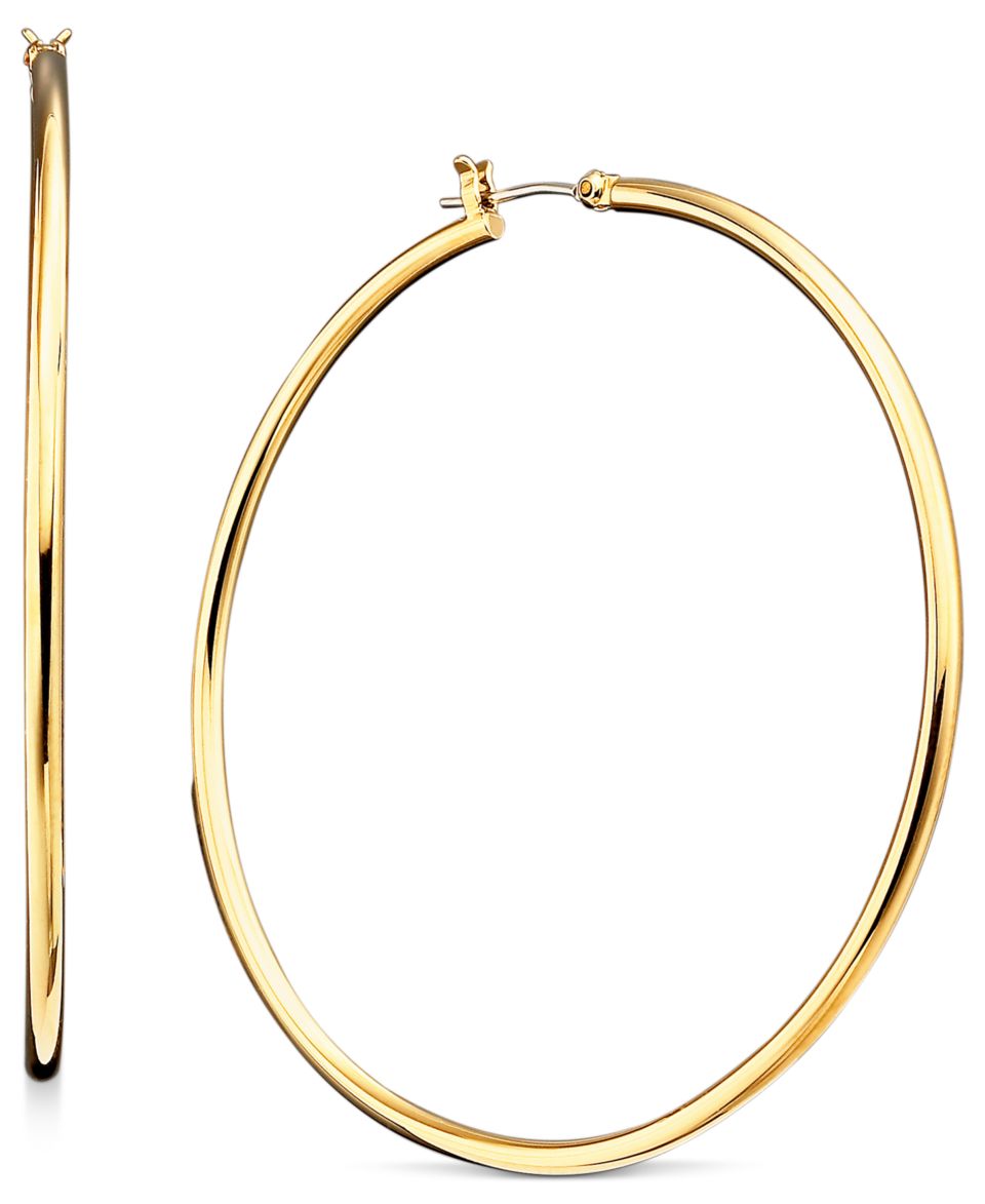 Lauren Ralph Lauren Silver Tone Crystal Accent Hoop Earrings   Fashion Jewelry   Jewelry & Watches