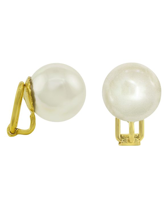 Majorica 18k Gold over Sterling Silver Earrings, Organic ManMade Pearl