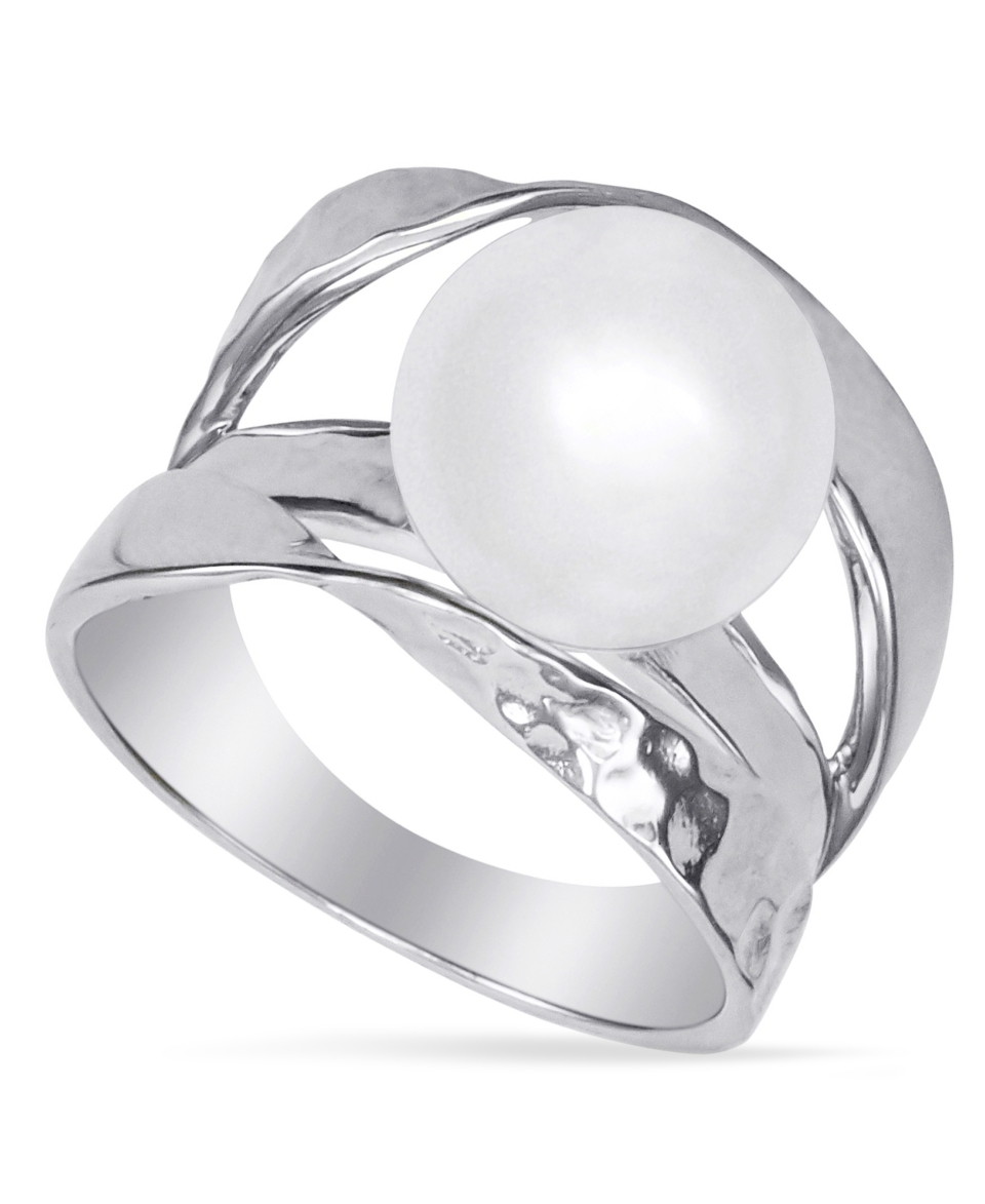 Majorica Sterling Silver Ring, Organic Man Made Pearl Ribbon   Fashion