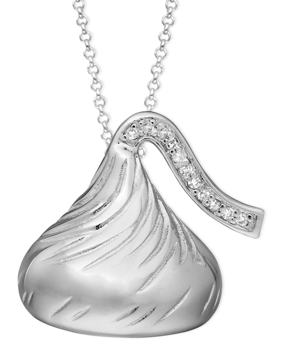Sterling Silver Hersheys Kiss Necklace, Diamond Accent Medium Pendant