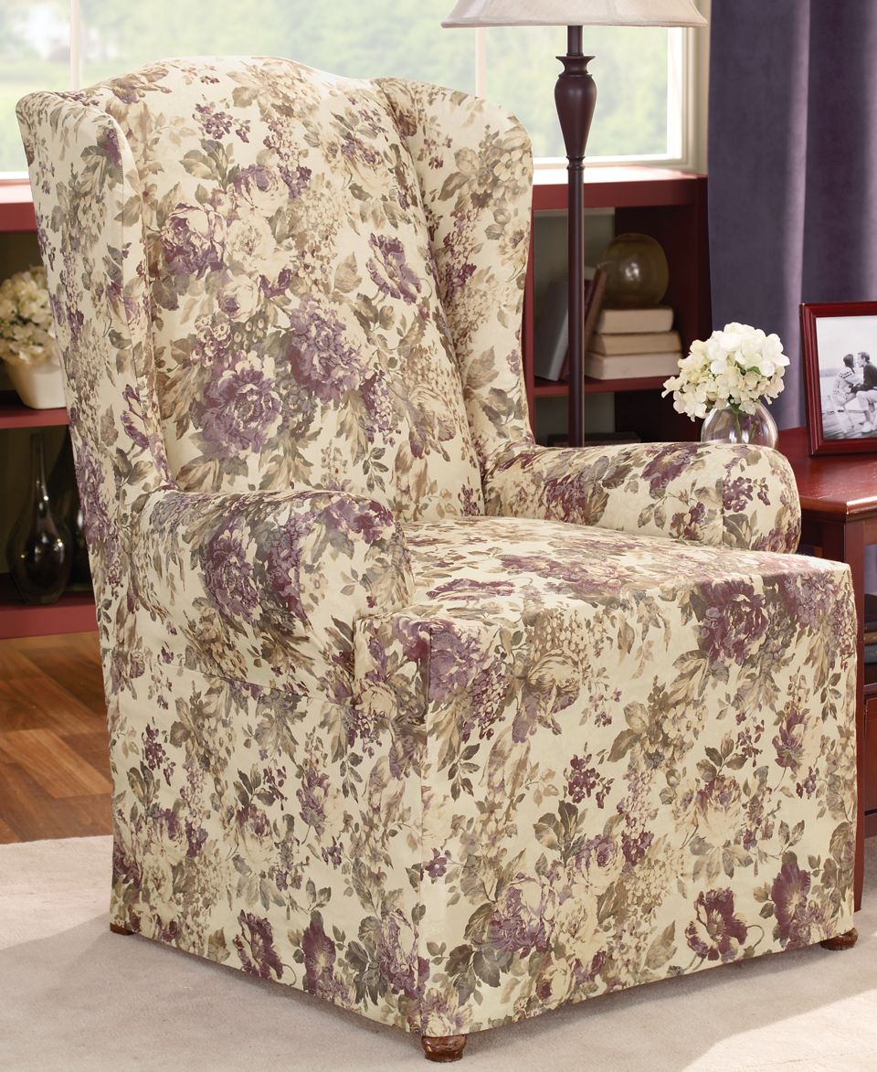 Sure Fit Slipcovers, Stretch Squares Wing Chair Cover