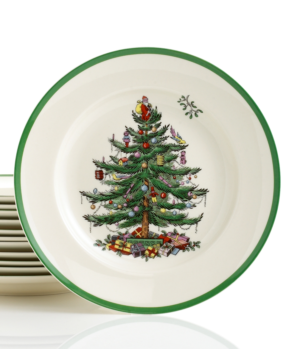 Spode Dinnerware, Set of 12 Christmas Tree Dinner Plates   Serveware