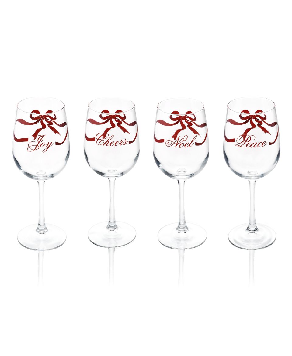 Martha Stewart Collection Glassware, Set of 4 Holiday Garden Sentiment