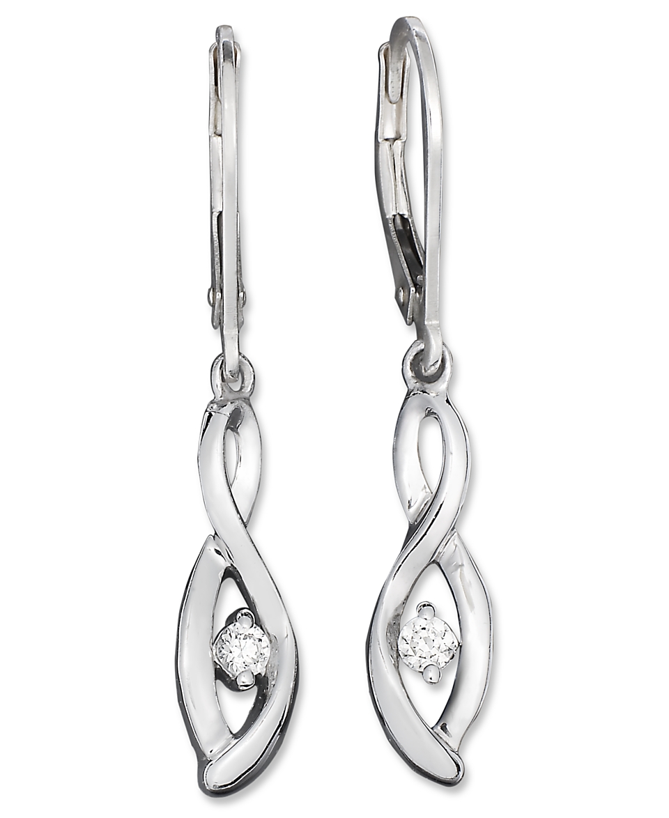   Diamond Earrings, Sterling Silver Single Swirl Diamond Earrings (1/10