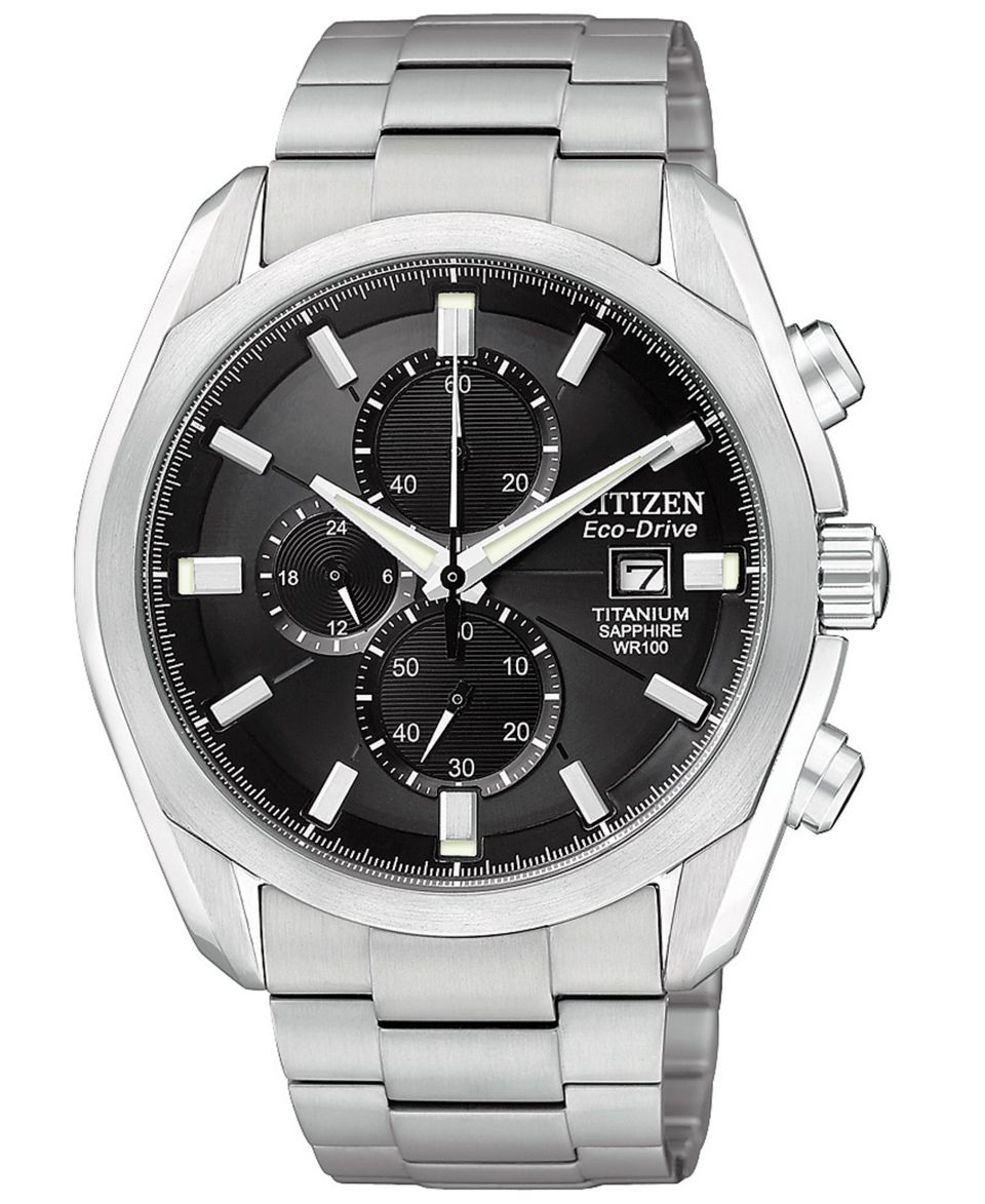 Citizen Watch, Mens Eco Drive World Time Titanium Bracelet 45mm