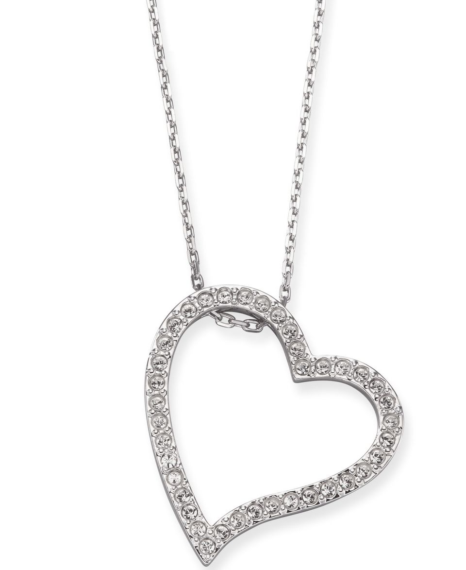 Swarovski Necklace, Crystal Pave Heart Locket Pendant  