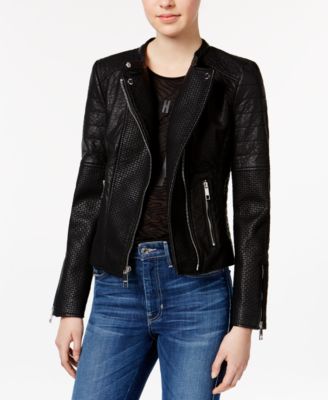 faux leather jacket guess