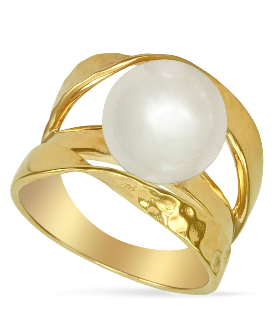 Majorica Pearl Ring, 18k Gold over Sterling Silver Organic Man Made Pearl Ribbon Ring   Fashion Jewelry   Jewelry & Watches