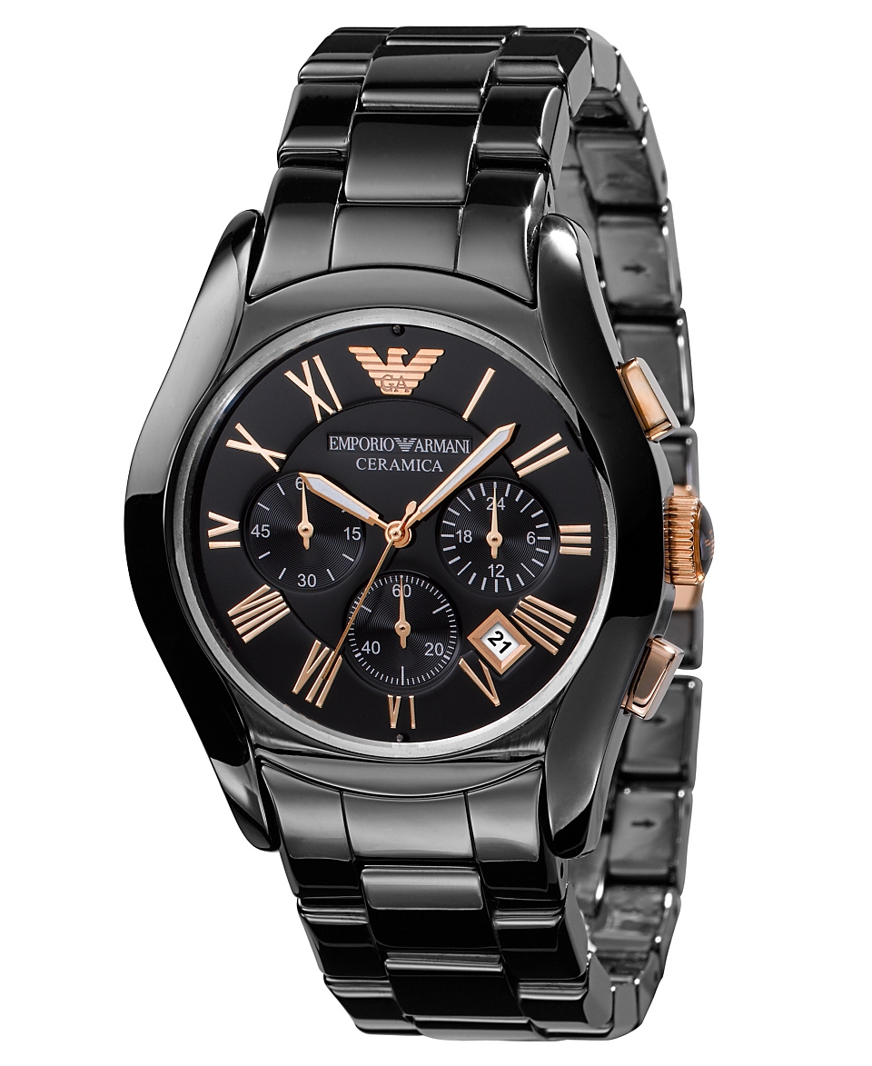 Emporio Armani Watch, Mens Chronograph Black Ceramic Bracelet AR1410 