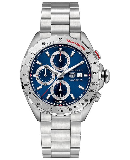 Tag Heuer Men S Swiss Automatic Chronograph Formula 1 Calibre 16 Stainless Steel Bracelet Watch 44mm Reviews Watches Jewelry Watches Macy S