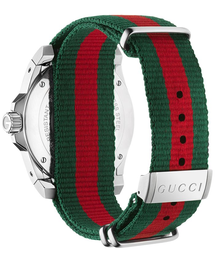 Gucci Men's Swiss Dive Red and Green Nylon Strap Watch 45mm YA136206