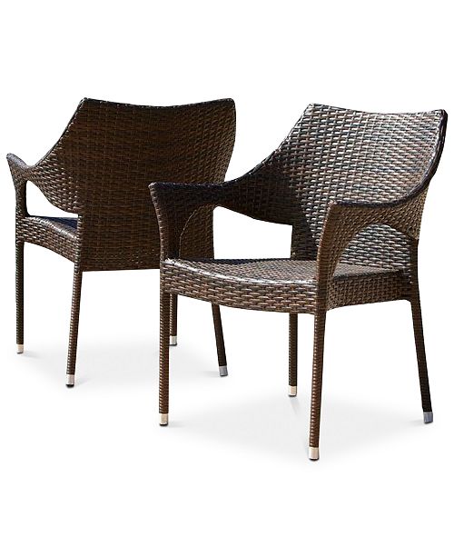 Noble House Set Of 2 Chiese Wicker Chairs Reviews Furniture Macy S
