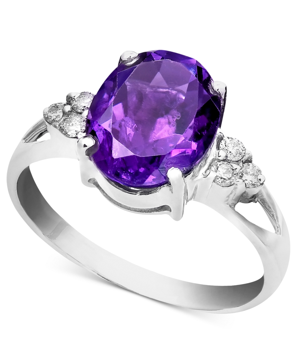 14k White Gold Ring, Amethyst (2 1/3 ct. t.w.) and Diamond Accent Oval   Rings   Jewelry & Watches