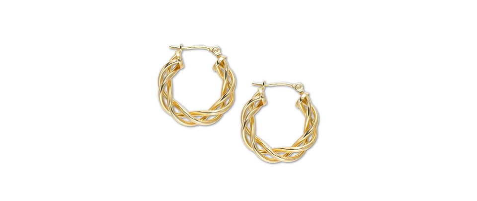 18k Gold Weave Hoop   Earrings   Jewelry & Watches