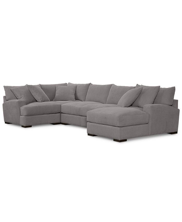 Pc 80 Fabric Sectional Sofa, Rhyder 4 Pc 80 Fabric Sectional Sofa With Chaise