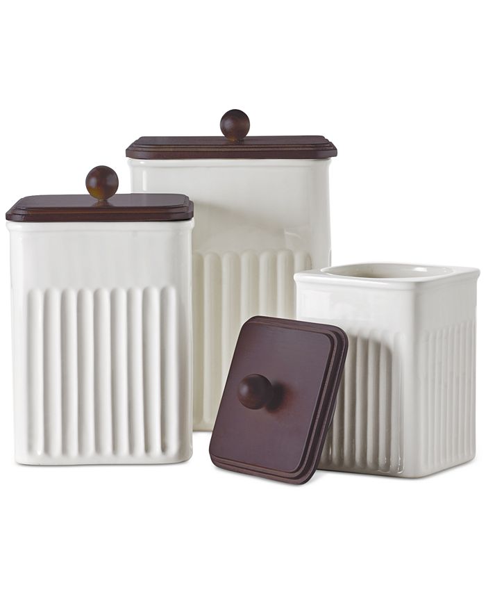 Martha Stewart Collection 3Pc. Ceramic & Wood Canister Set, Created