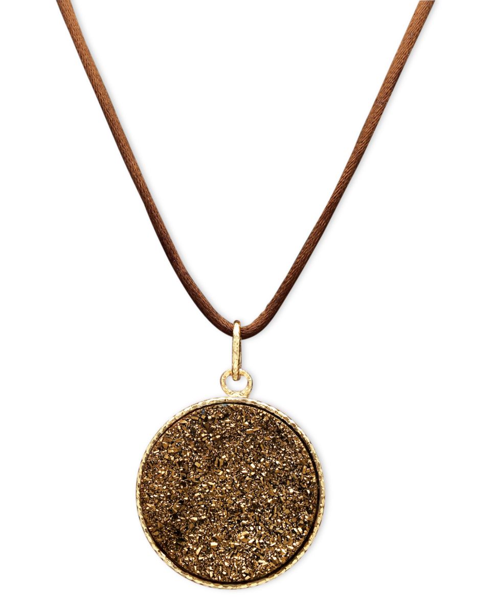 14k Gold Pendant, Bronze Druzy Faceted Pendant   Necklaces   Jewelry