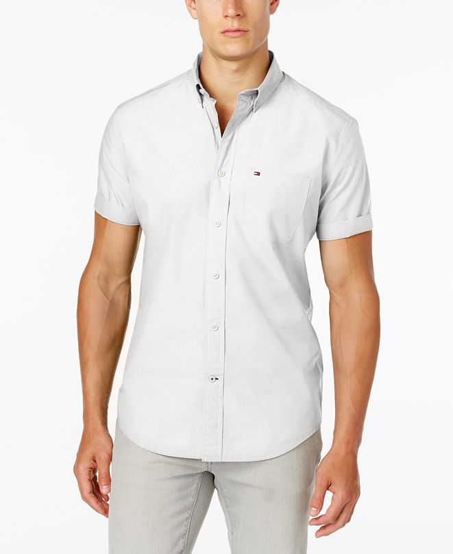 Tommy Hilfiger Men's Maxwell Short-Sleeve Button-Down Classic Fit Shirt ...