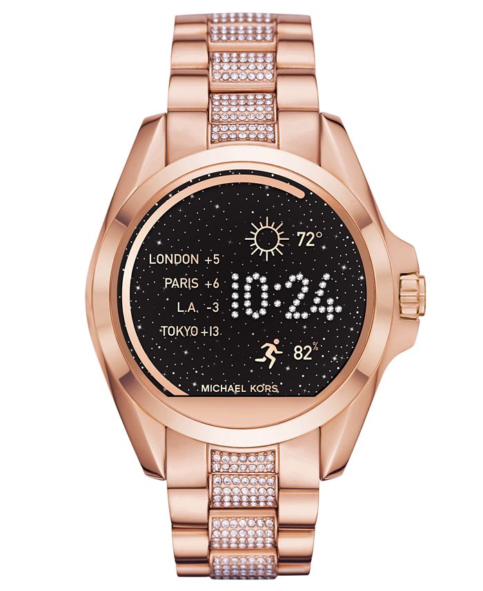michael kors bradshaw rose tone & pink bracelet smart watch