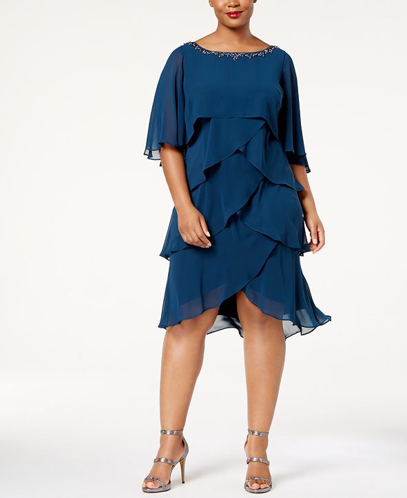 SL Fashions Plus Size Embellished Tiered Chiffon Dress & Reviews ...