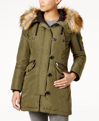 michael kors faux fur trim parka