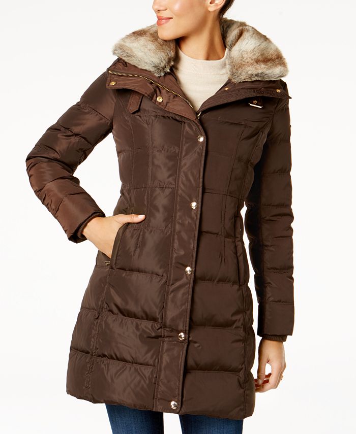 Michael Kors Faux-Fur-Collar Down Puffer Coat & Reviews - Coats - Women ...