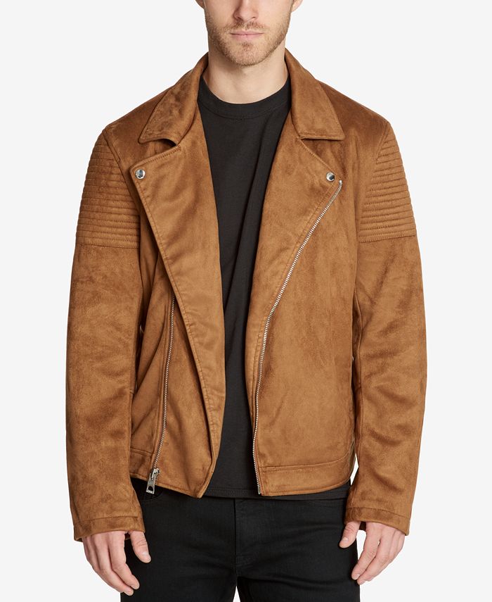 GUESS Men's FauxSuede Moto Jacket & Reviews Coats & Jackets Men