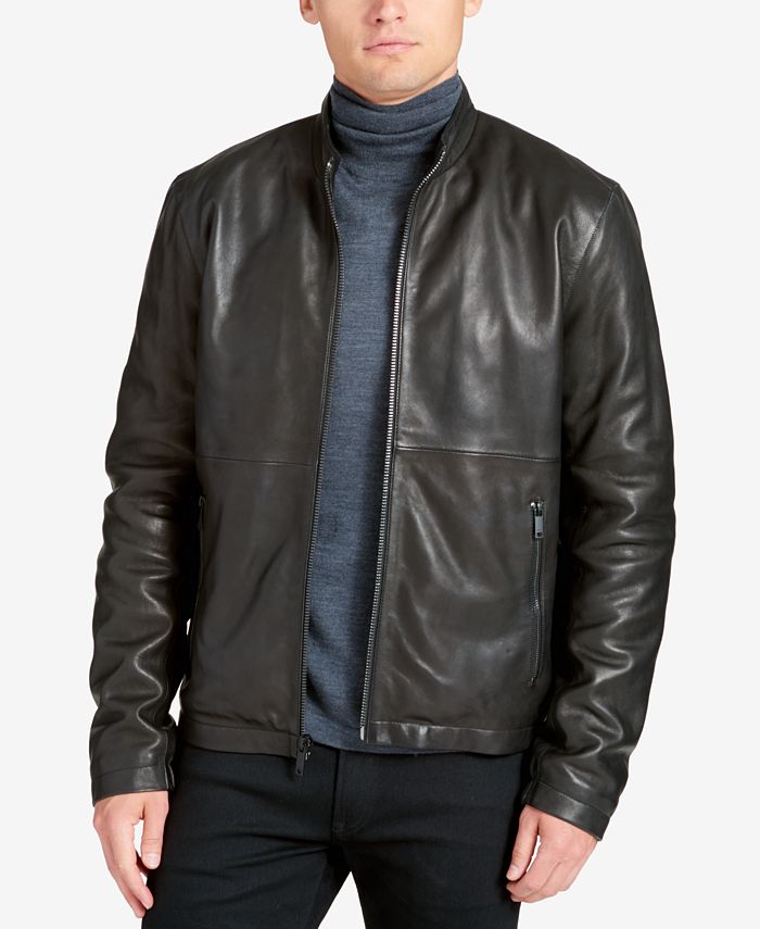 DKNY Men's Leather Racer Jacket & Reviews - Coats & Jackets - Men - Macy's