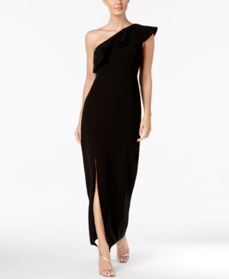 calvin klein one shoulder ruffle dress