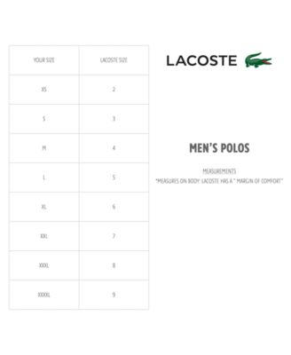 lacoste t shirt size guide