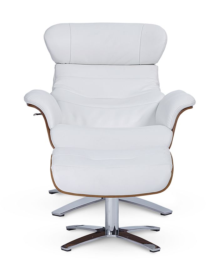 Furniture Anniston 31" Leather Swivel Chair Recliner & Ottoman Set