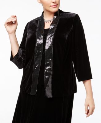 plus size black velvet jacket