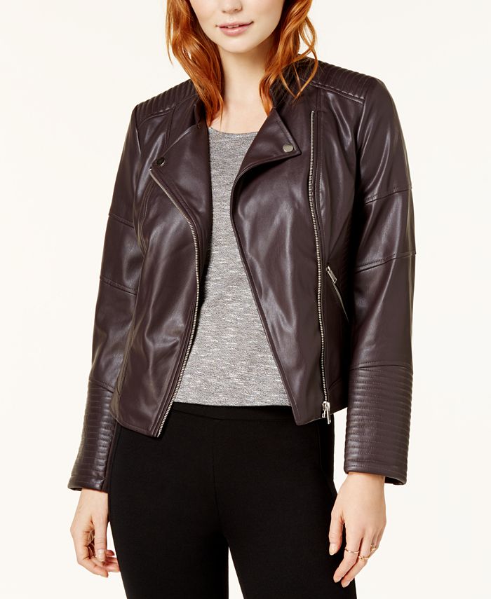 Bar III FauxLeather Moto Jacket, Created for Macy's & Reviews Jackets & Blazers Women Macy's