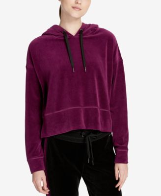 cropped velour hoodie