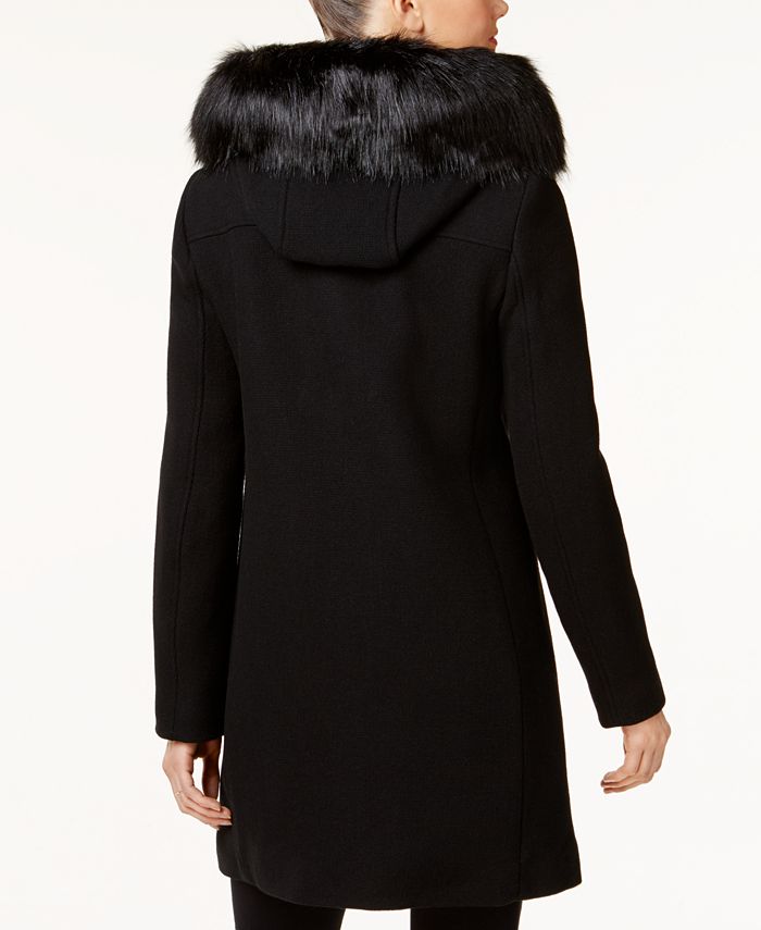 Calvin Klein FauxFurTrim Asymmetrical Walker Coat & Reviews Coats